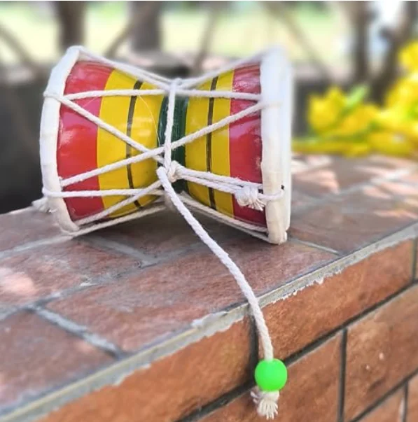 Handmade Damru - Traditional Indian Hand Percussion Musical Instrument for Pooja, Home Decor & Kids Toys - Image 5