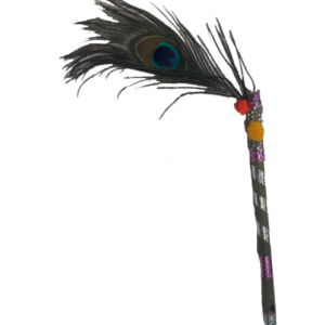 Krishna Wooden Bansuri Toy With Peacock Feather And Light | Wooden Bansuri Flute Toy for Kids | Return Gift for Kids | Musical Bamboo Bansuri Toy