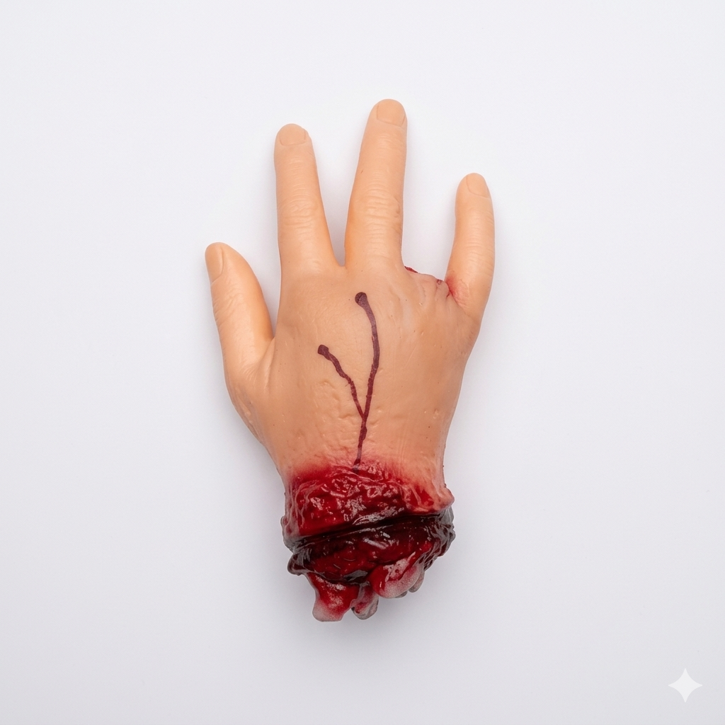 Fake Rubber Realistic Prop Severed Wrist Hand / Fake Body Parts / Horror / Halloween Bloody Props Finger Missing