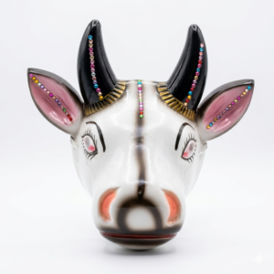 Nandi / Cow Fiber / Plastic Face Mask For Mythological Play / School Events / Cultural Theme / Animal Play