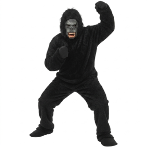 Gorilla Short Fur Dress / Suit / Costume Full Size With Rubber Gorilla Face Mask Set
