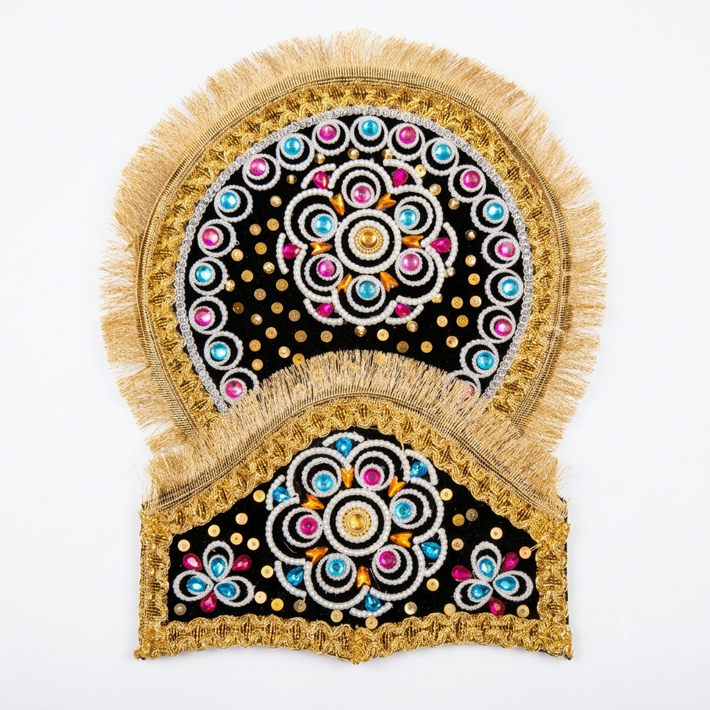 Traditional Kulla Mukut | Taj Mukut – Adjustable Size with Moti Work & Velcro Closure | Ideal for Ramleela, Goddess Costume & Fancy Dress Events
