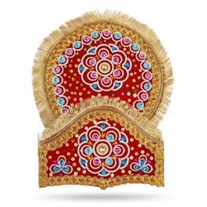 Traditional Kulla Mukut | Taj Mukut – Adjustable Size with Moti Work & Velcro Closure | Ideal for Ramleela, Goddess Costume & Fancy Dress Events