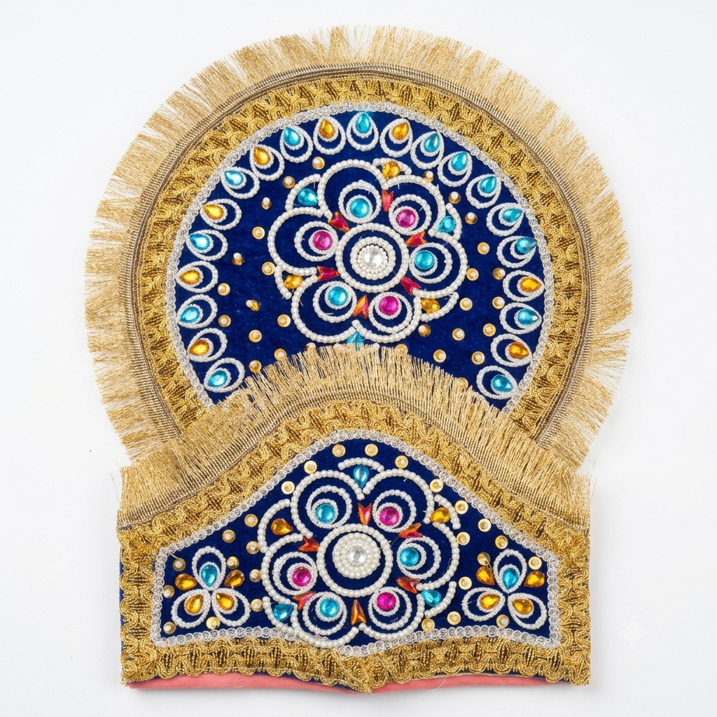Traditional Kulla Mukut | Taj Mukut – Adjustable Size with Moti Work & Velcro Closure | Ideal for Ramleela, Goddess Costume & Fancy Dress Events