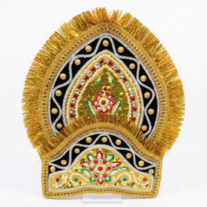 Traditional Kulla Mukut | Taj Mukut – Adjustable Size with Moti Work & Velcro Closure | Ideal for Ramleela, Goddess Costume & Fancy Dress Events