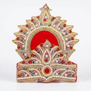 Traditional Kulla Mukut | Taj Mukut – Adjustable Size with Moti Work & Velcro Closure | Ideal for Ramleela, Goddess Costume & Fancy Dress Events